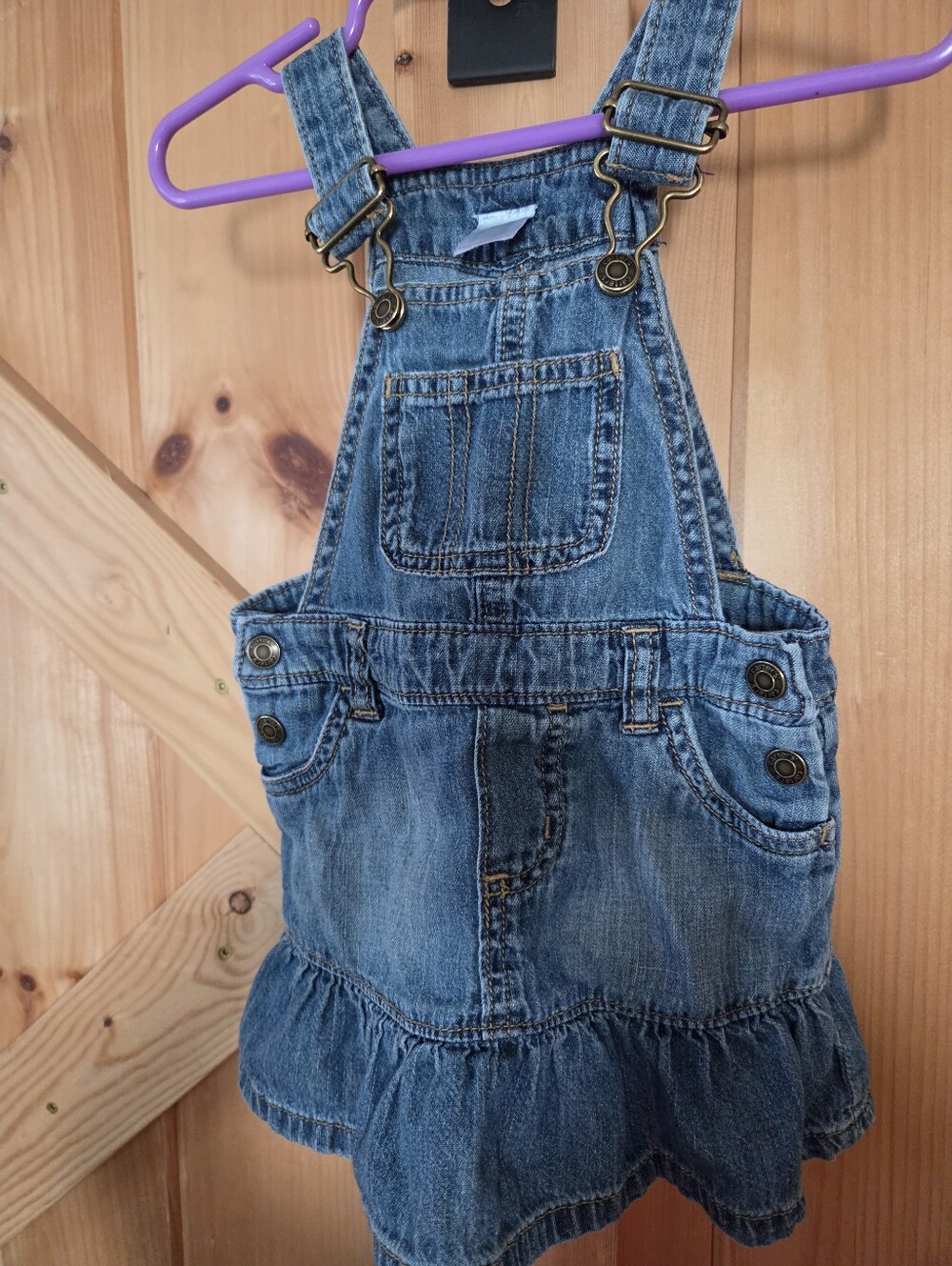 Carter's Blue Denim Overall Dress with Ruffle Hem
